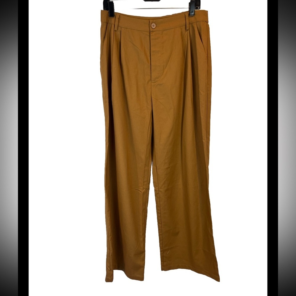 Cider Linen Blend Pleated High Rise Wide Leg Pants
